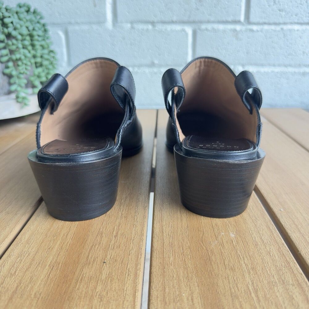 Laurence Dacade Nature Women’s 11 FR 42 Black Leather Floral Mule Block Heel - Picture 8 of 10